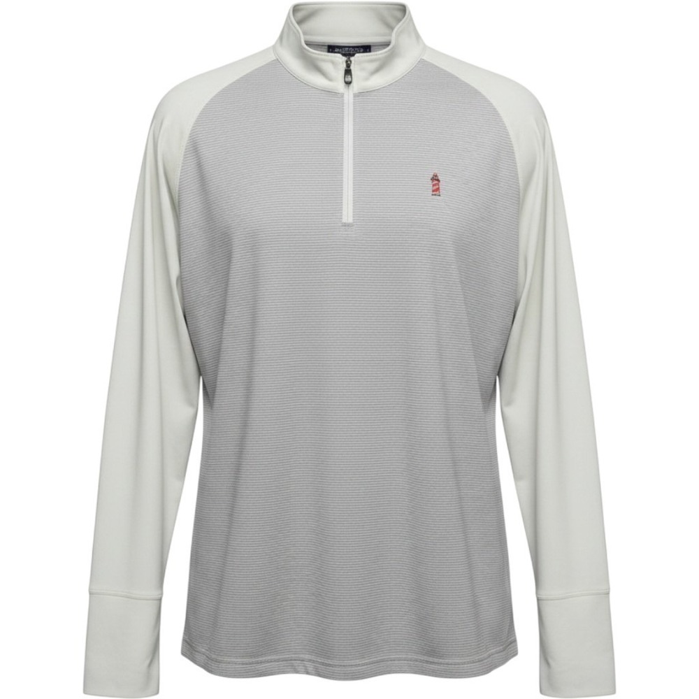 FootJoy Womens L‎ Quarter Zip Pullover Gray White Stripe Harbortown Lighthouse